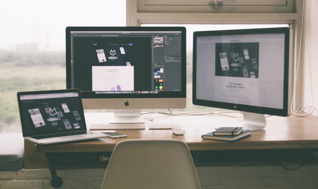 The process of migrating a wordpress website, displayed on multiple devices